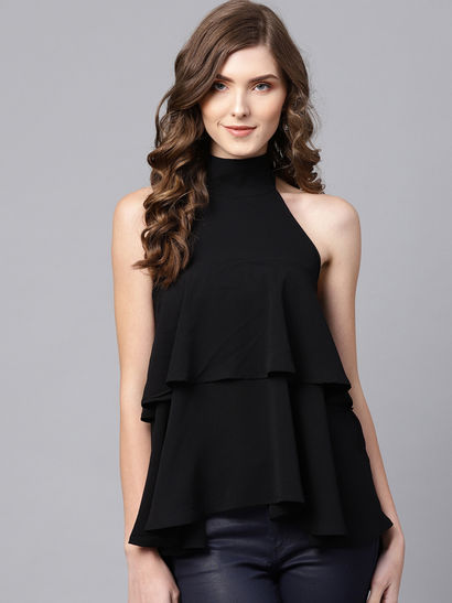 ladies black halter neck top