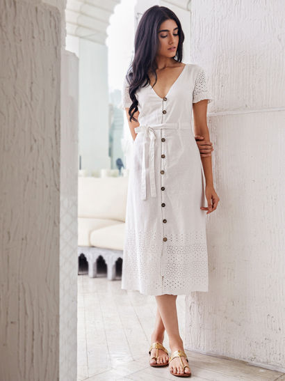 White casual frock Clearance
