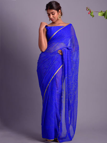 Bandhani Saree Online Buy Latest Bandhej Saree At Best Prices Nykaa Fashion Georgette bandhani designer saree with designer border and trendy floral blouse. bandhani saree online buy latest