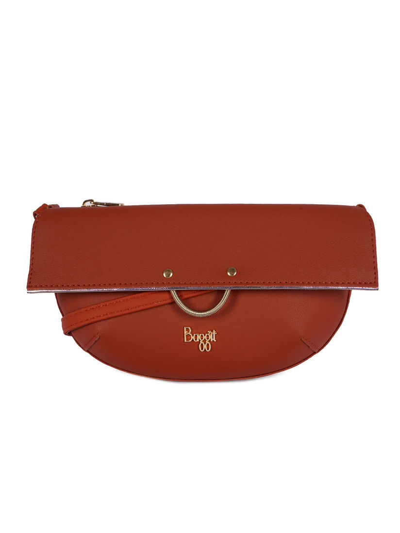 baggit red solid sling bag