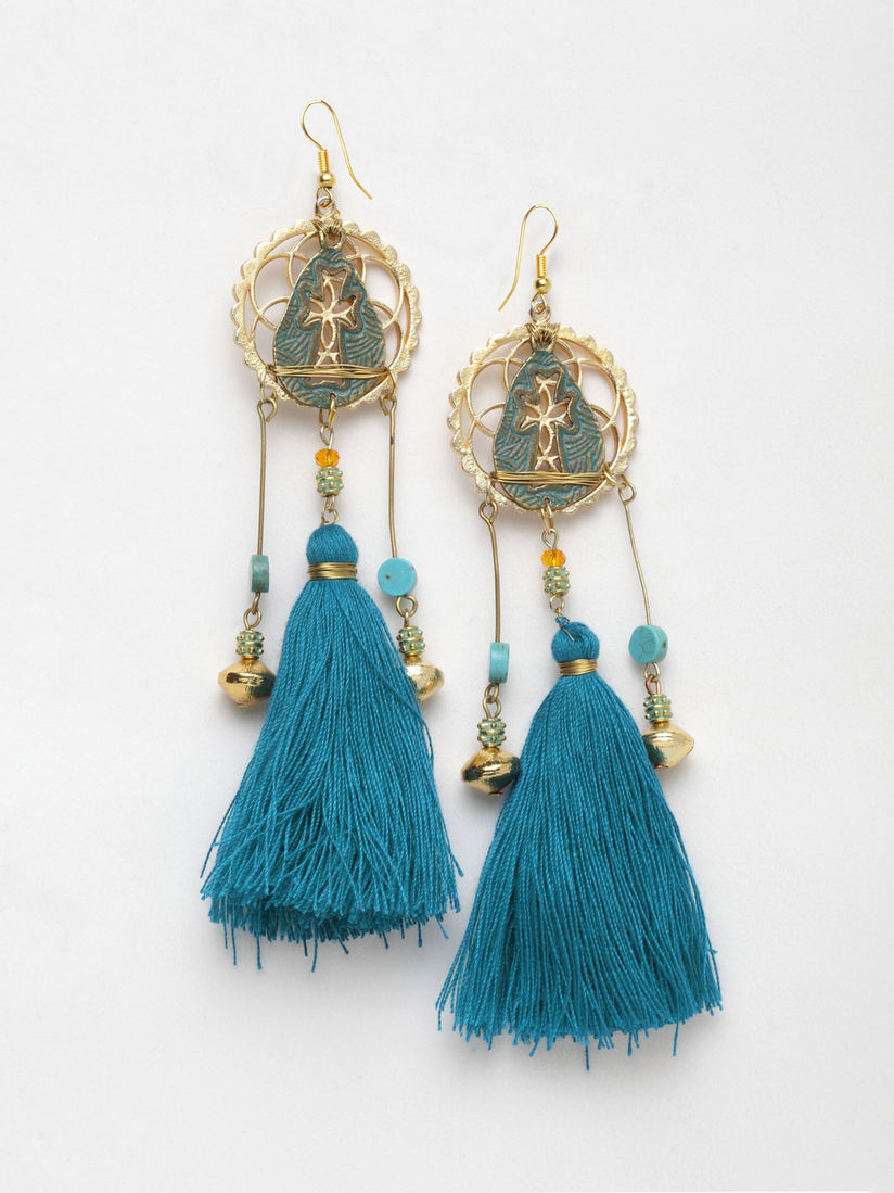 Diva Walk Earrings Buy Diva Walk Blue World Designer Tassel Earrings Online Nykaa Fashion