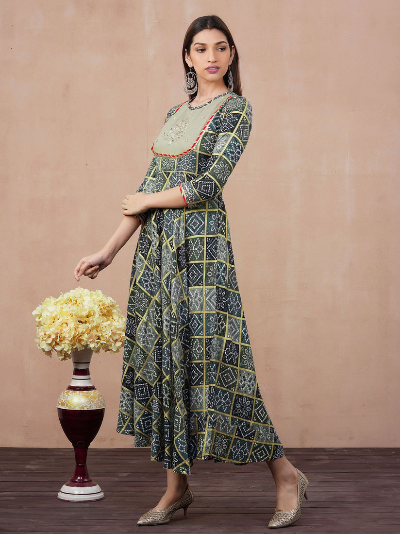 bandhani maxi dress