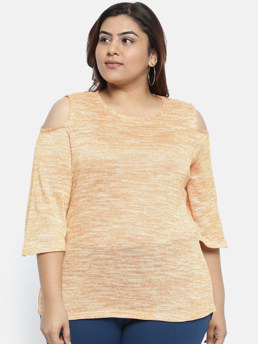 plus size cut out shoulder tops