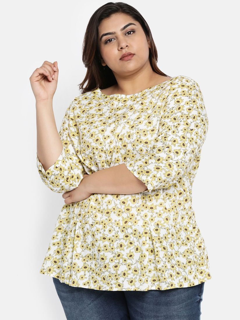 plus size yellow floral top