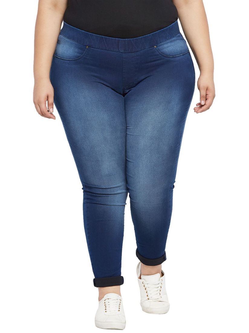 Navy blue jeggings plus size clearance