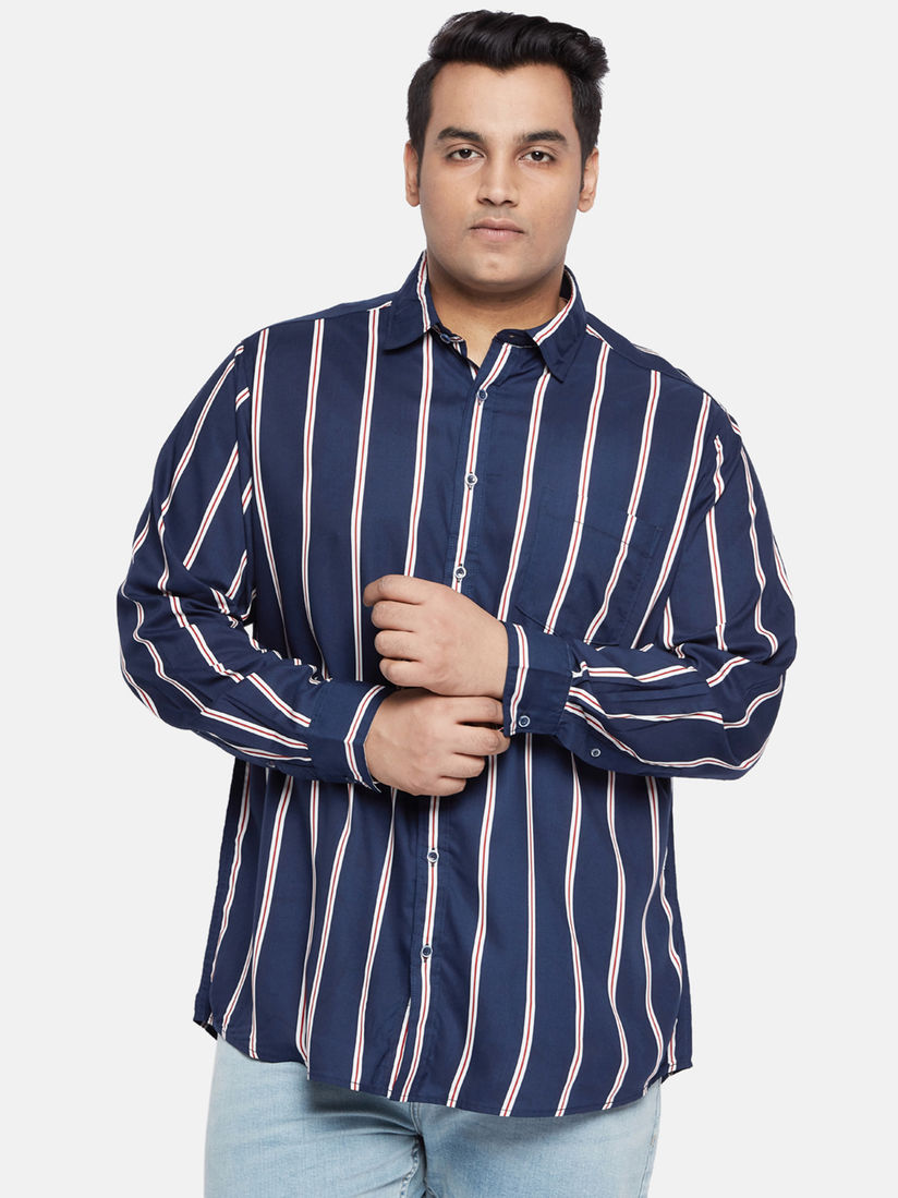 Plus size blue striped shirt clearance