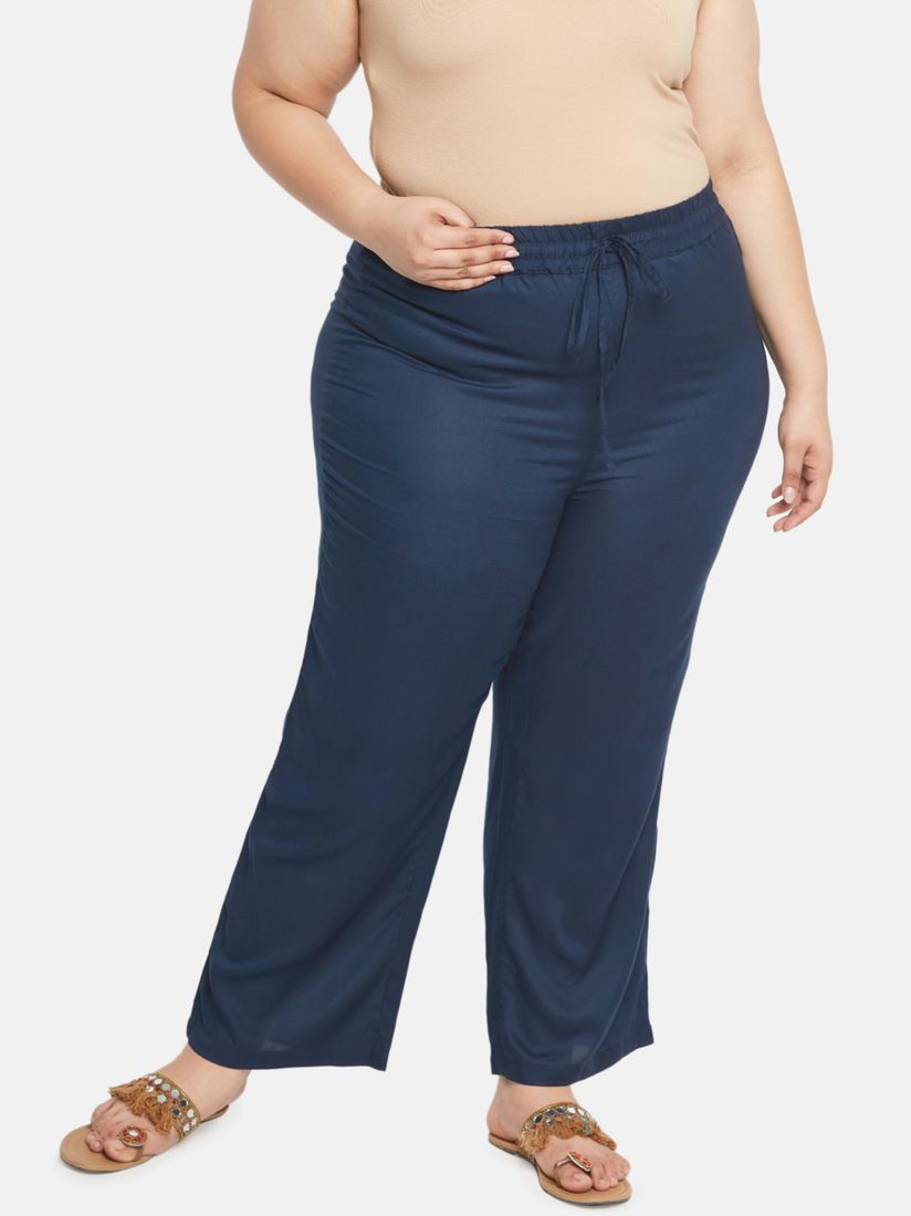 Plus size navy blue trousers Outlet