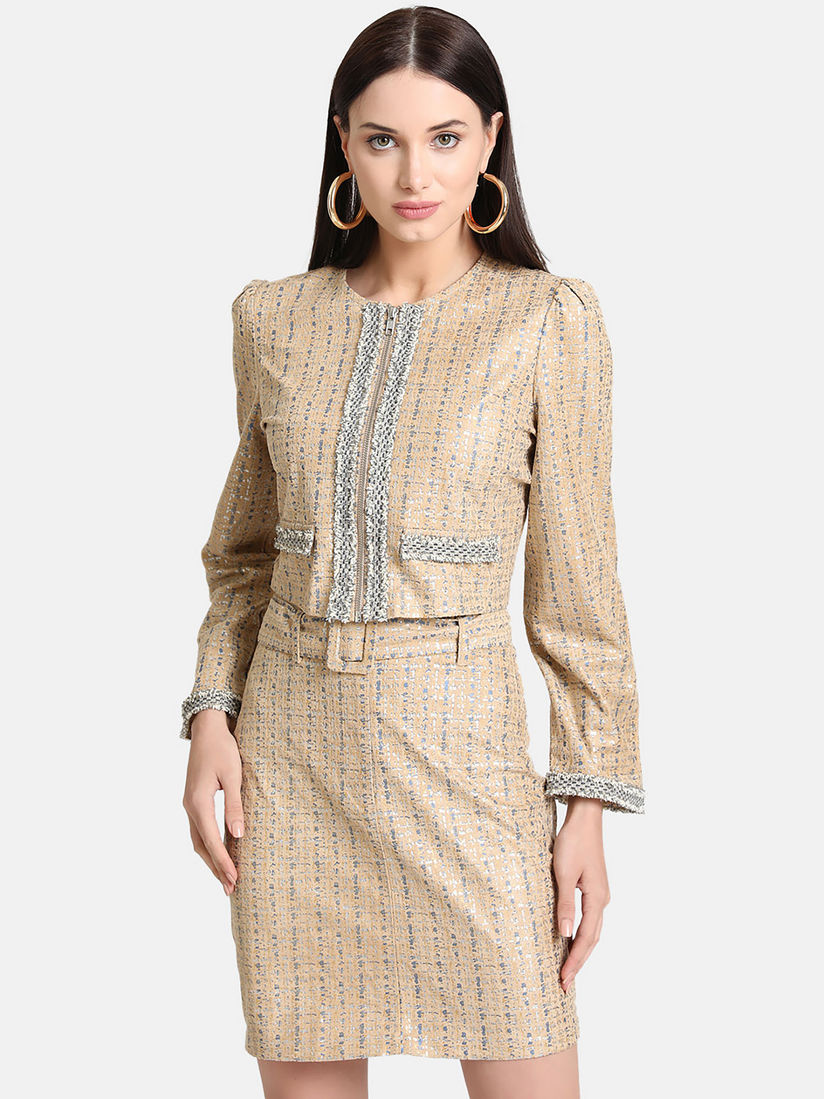 beige tweed dress