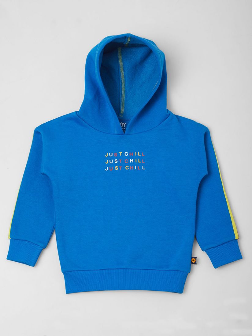 blue hooded sweatshirt