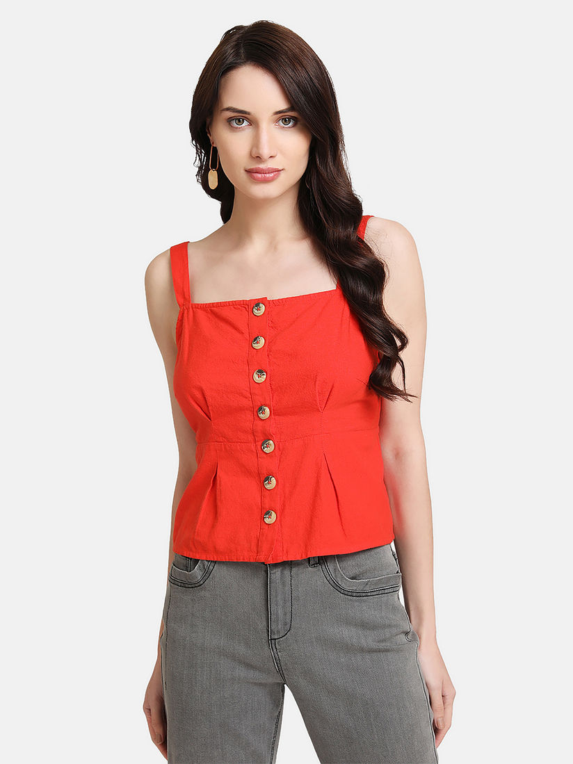 orange peplum top