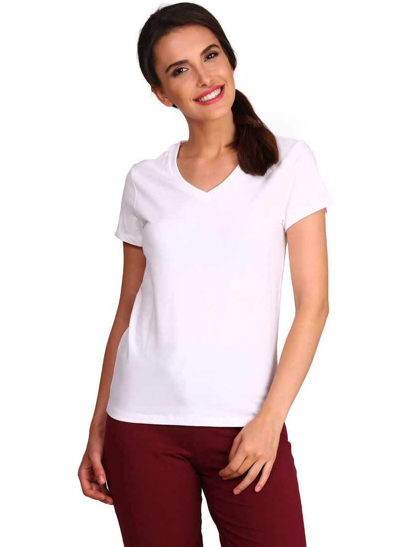 Jockey Lingerie Jockey White V Neck Tee Style Number 1359 Online Nykaa Fashion