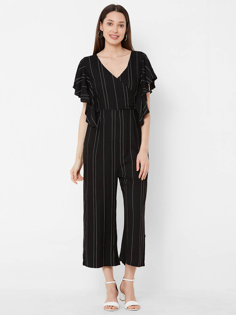 black ruffle sleeve jumpsuit