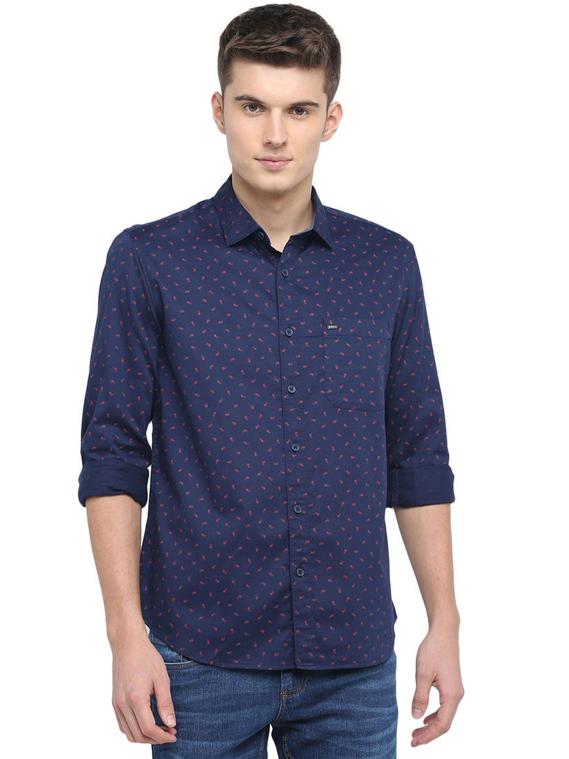 Navy blue printed blouse clearance