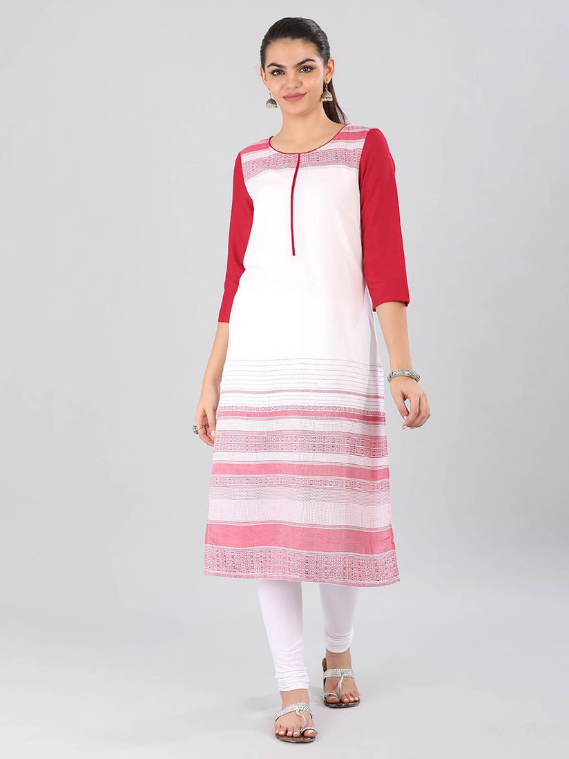 red and white kurtis