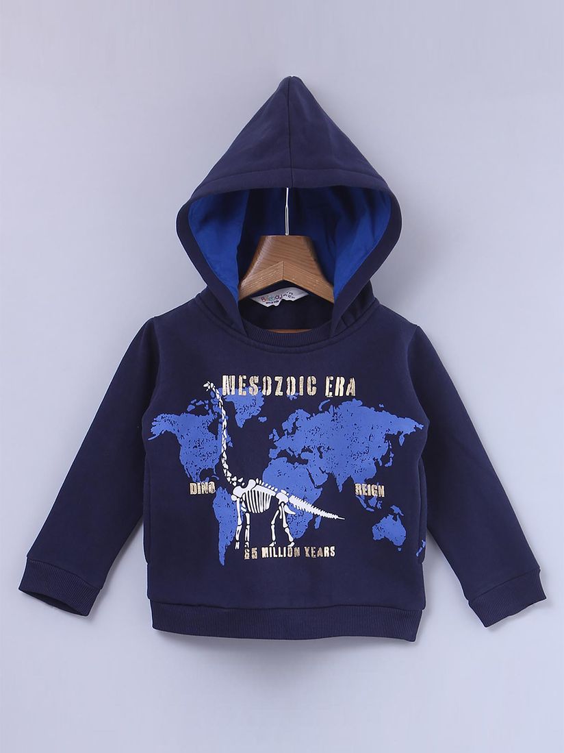 Blue printed hoodie clearance