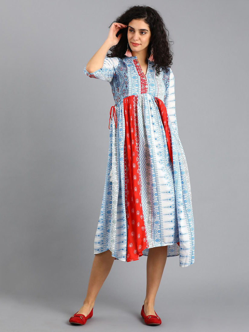 powder blue chiffon embellished high neck keyhole dress