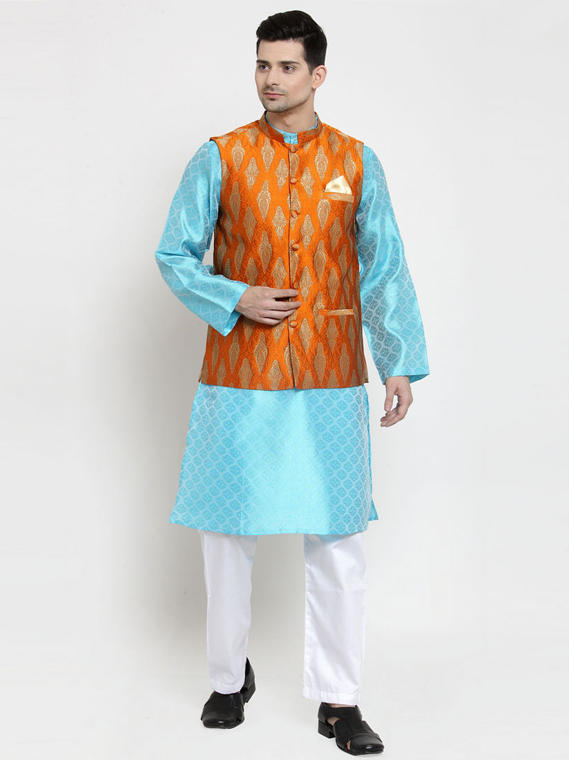 orange nehru jacket