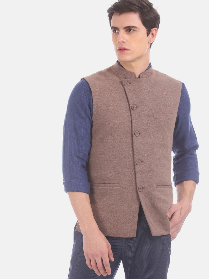 true blue nehru jacket