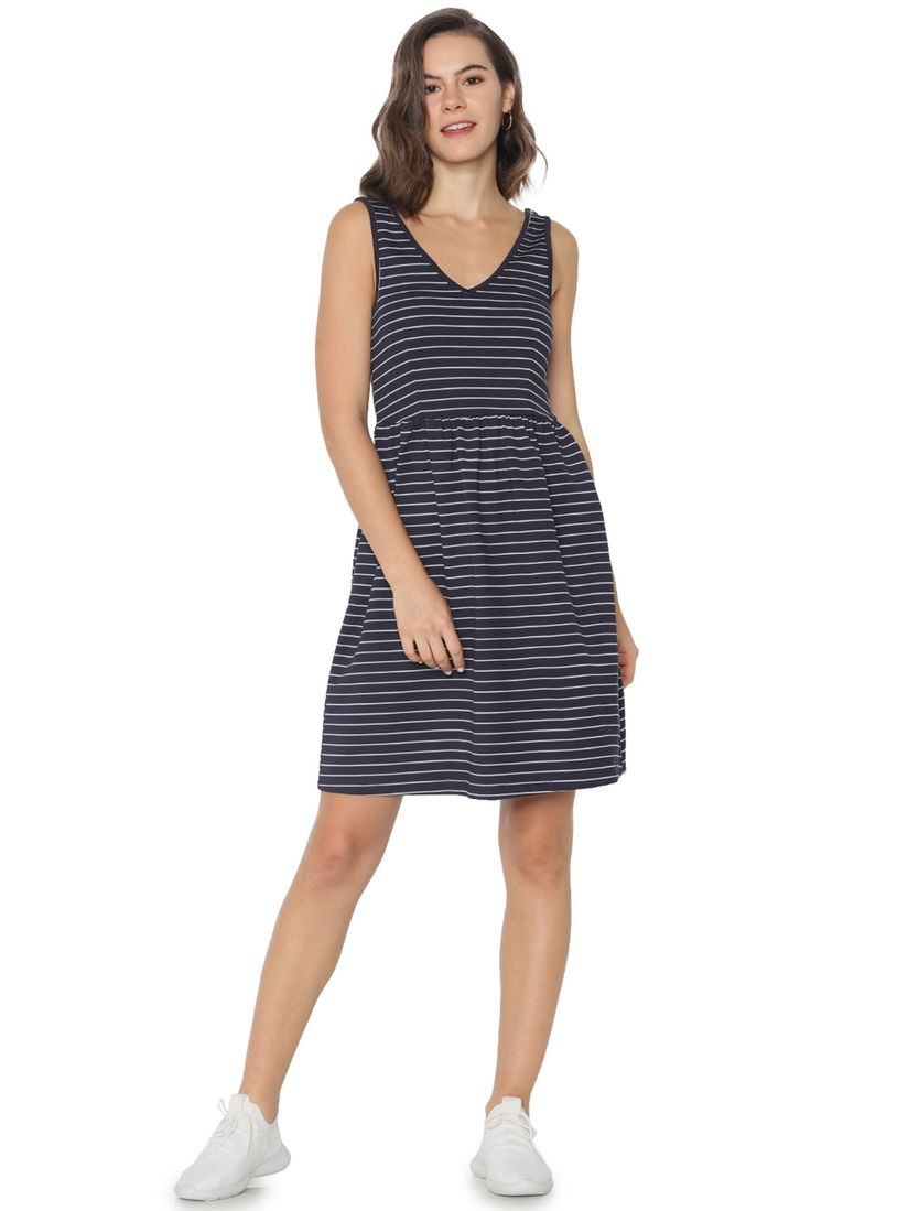 navy blue flare dress