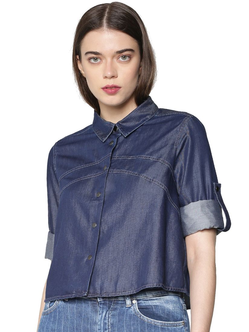 crop denim shirt