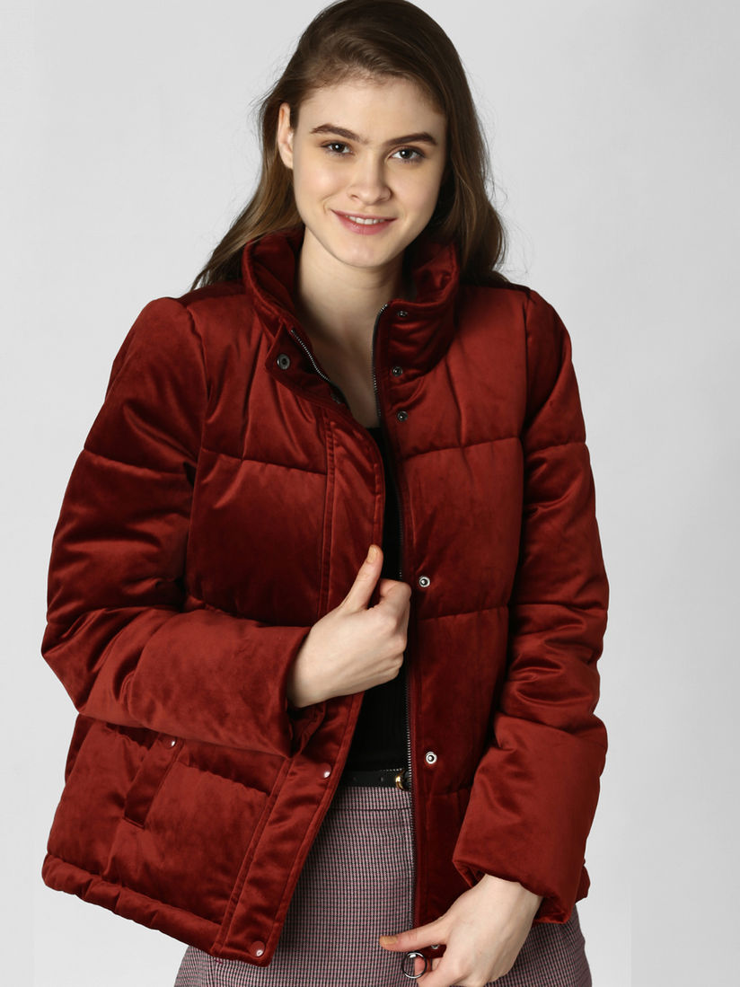 Vero moda parka with faux fur hood in rust Clearance