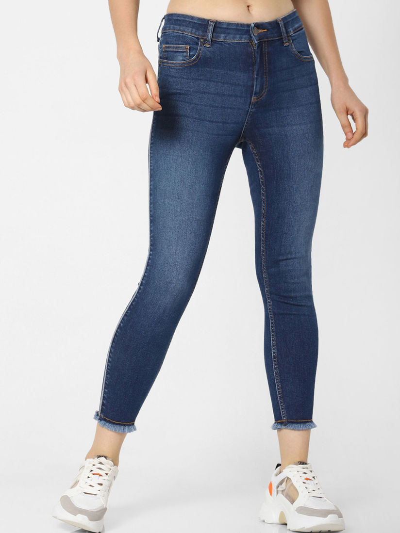 Mid rise frayed hem jeans clearance