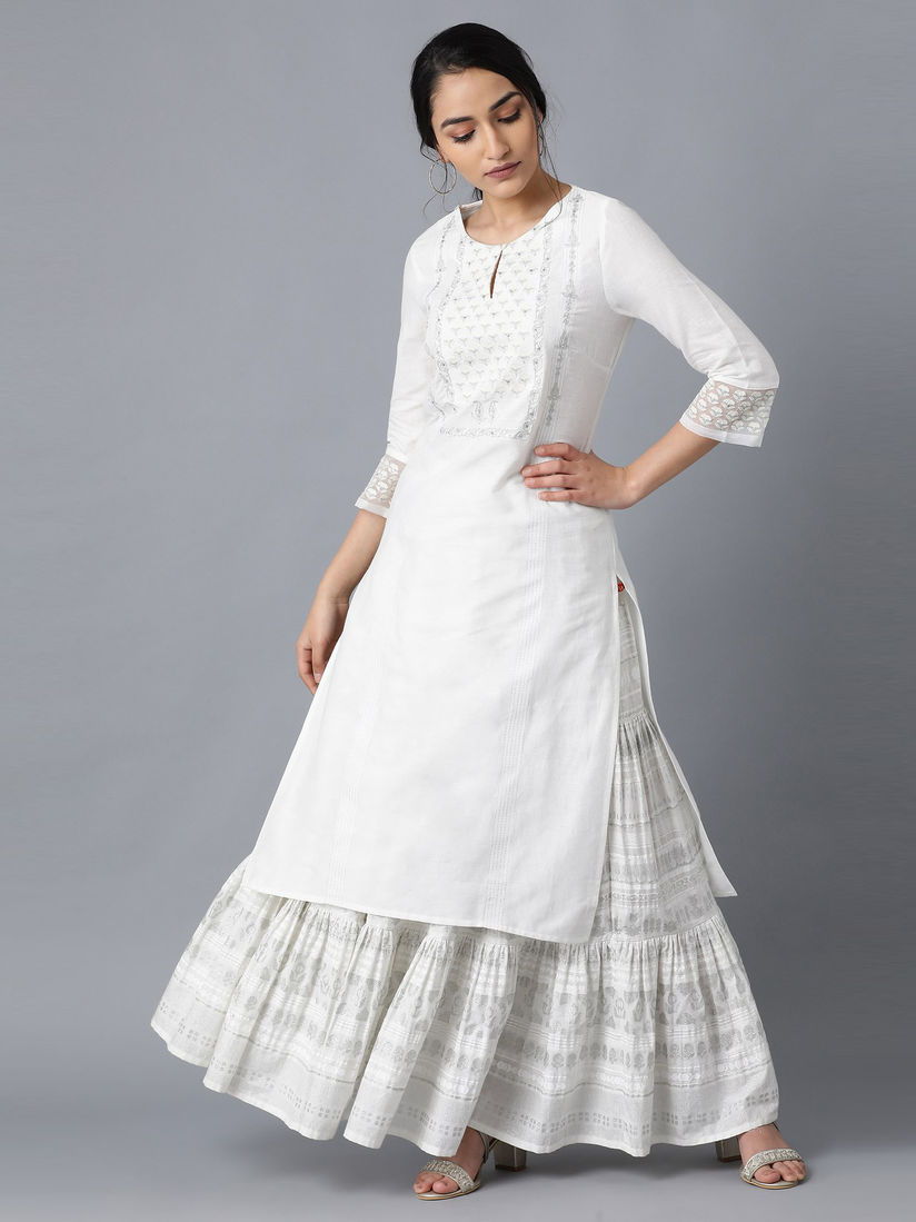 W Kurtis Kurtas And Tunics Buy W White Keyhole Neck Embroidered Kurta Online Nykaa Fashion Happiness in intelligent people is the rarest thing i know. w white keyhole neck embroidered kurta