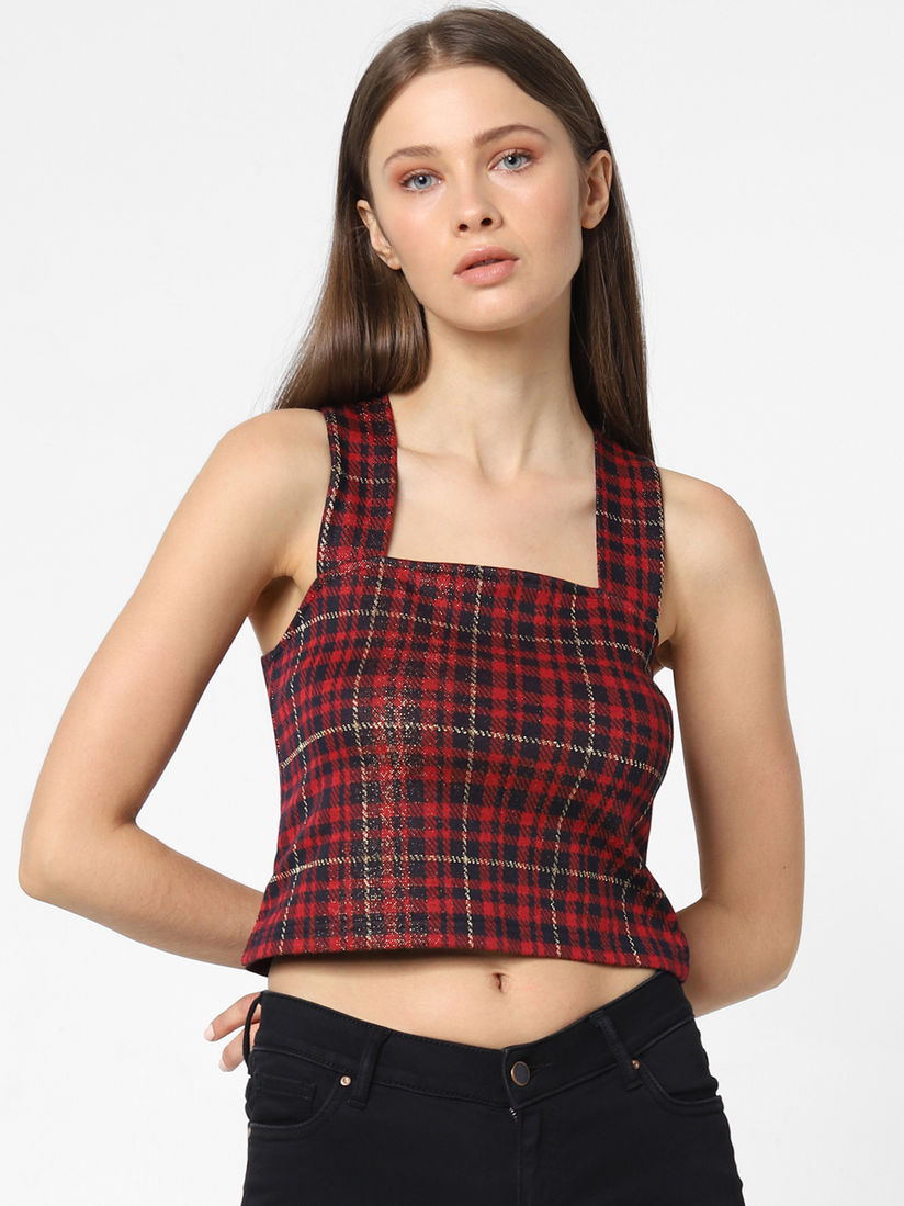 checkered crop hoodie