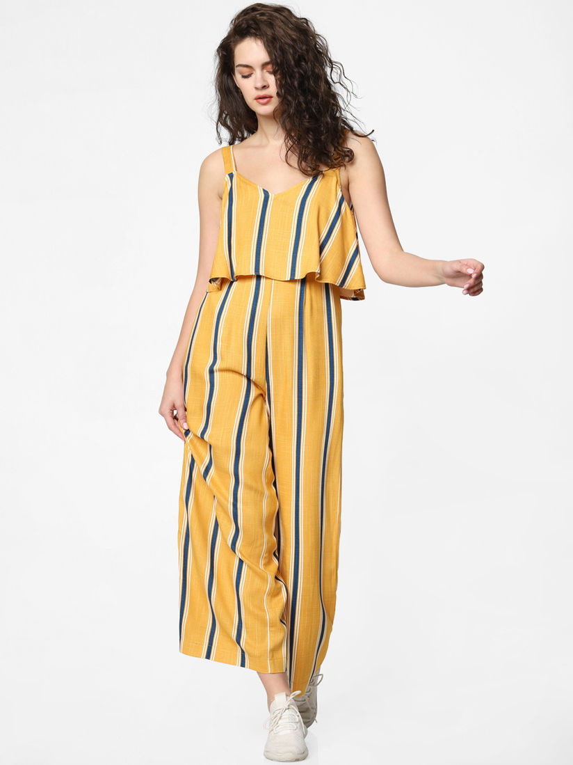 Yellow striped jumpsuit clearance