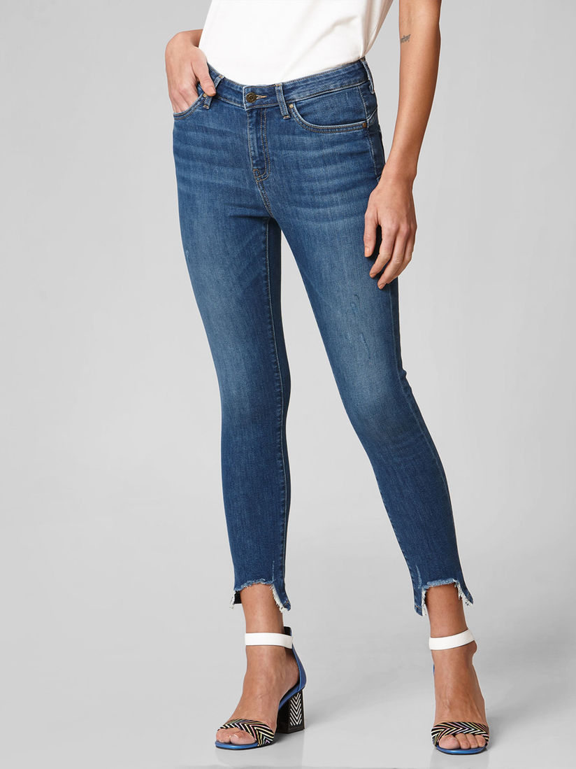 Vero Moda Jeans and Jeggings : Buy Vero Moda Blue Mid Rise Distressed Hem  Skinny Jeans Online | Nykaa Fashion