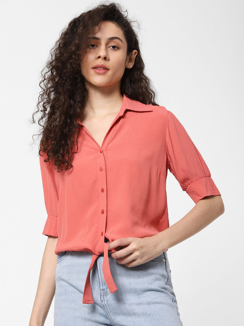 Pink front tie shirt Clearance