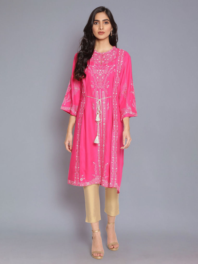 pink straight kurta