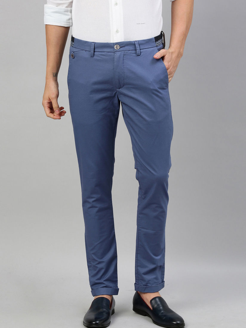 Blue casual trousers clearance