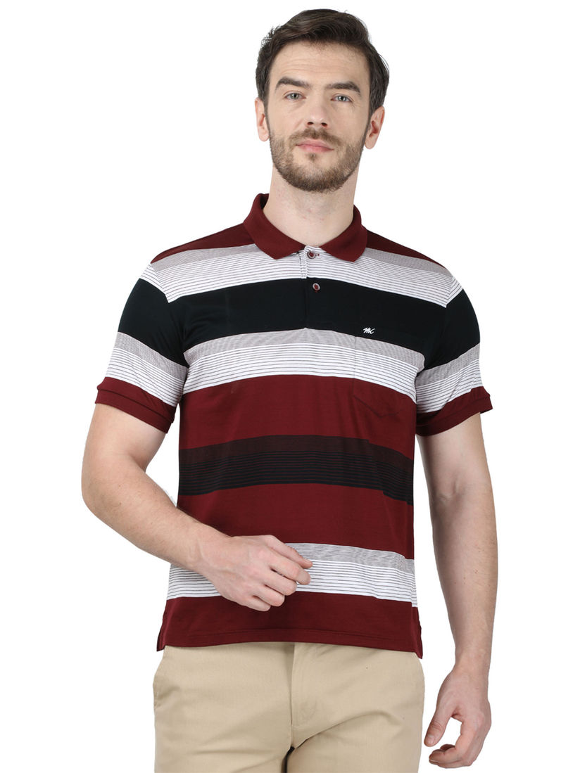 Monte Carlo T Shirts Buy Monte Carlo Maroon Cotton Blend Striped T Shirt Online Nykaa Fashion