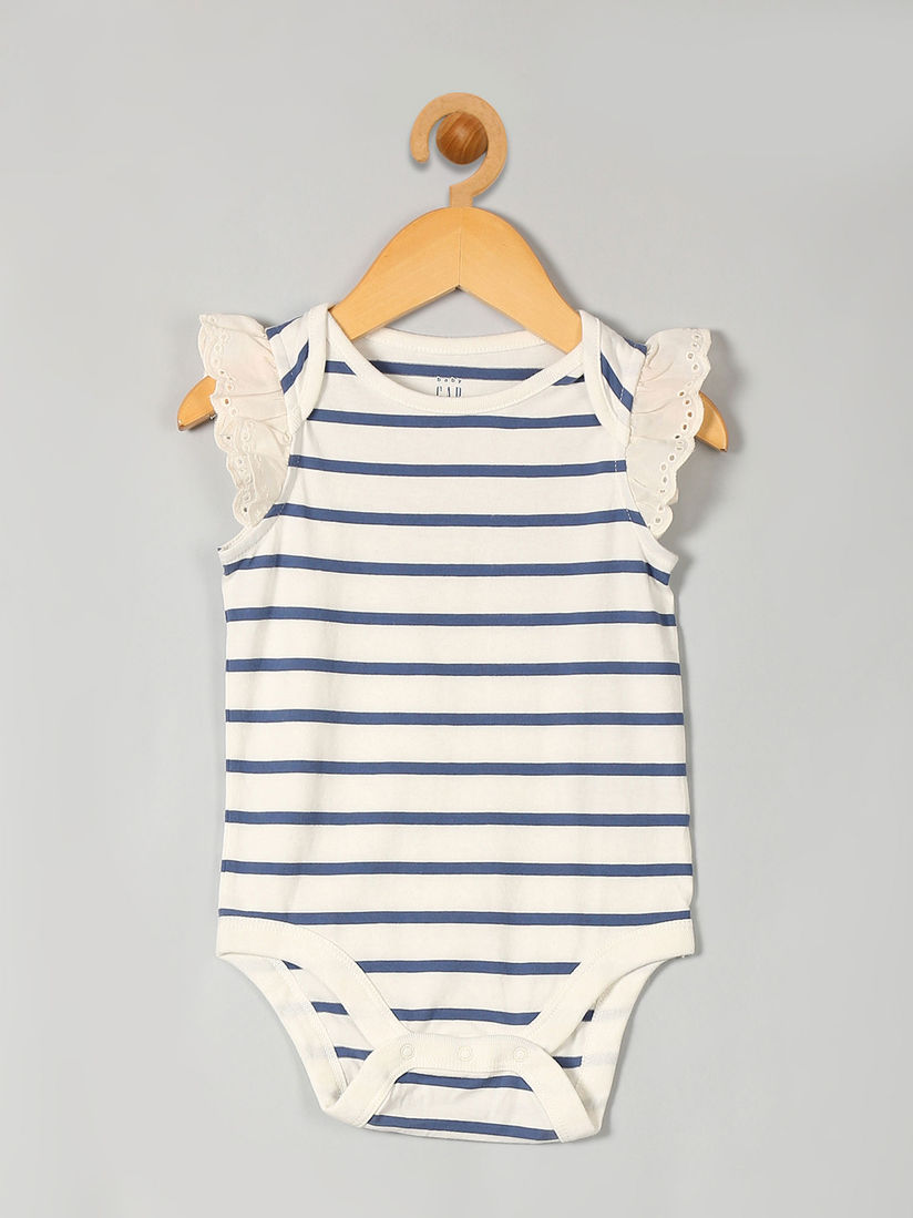 white flutter sleeve bodysuit baby