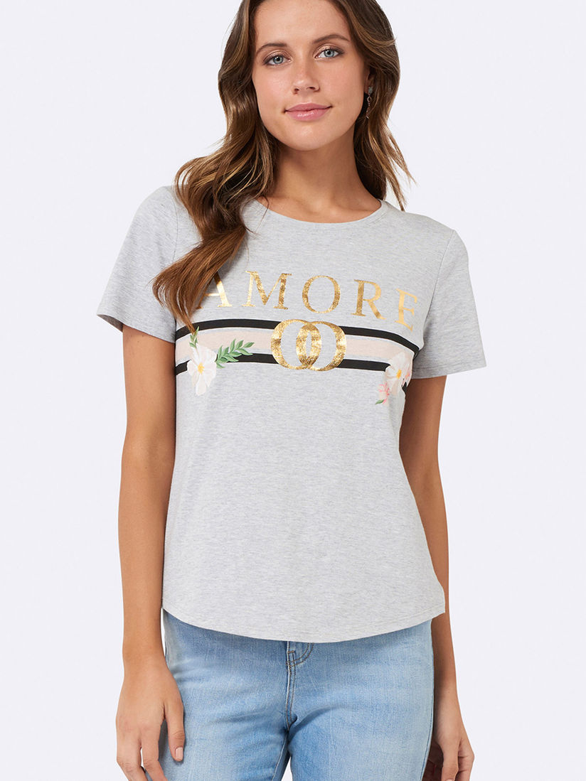 amore foil printed dress