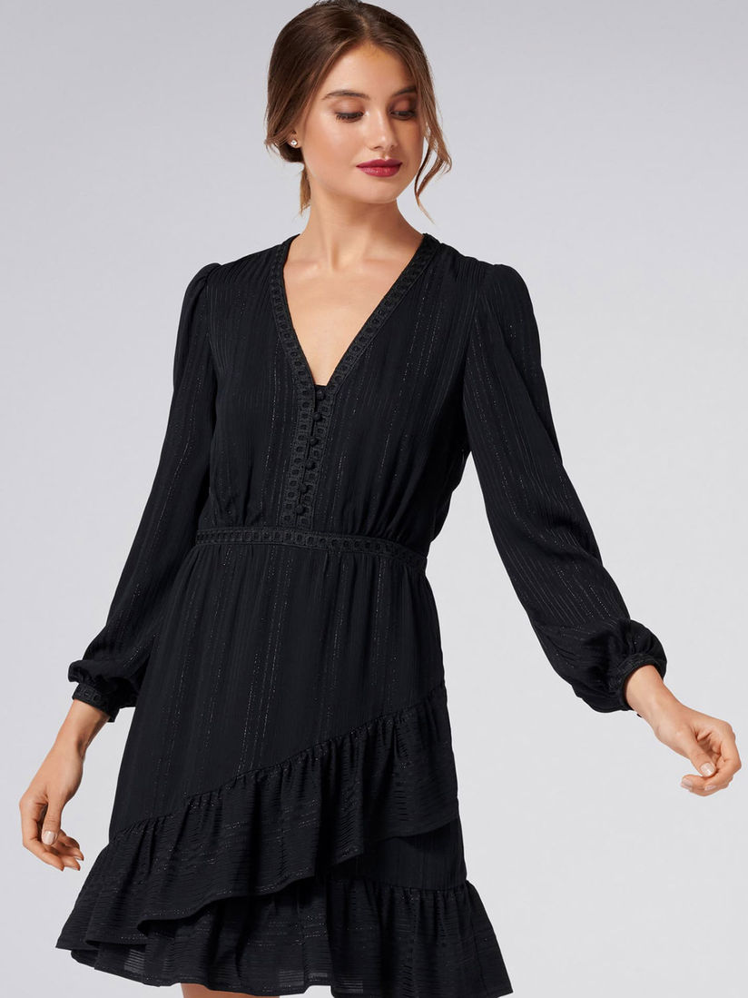 black frill hem dress