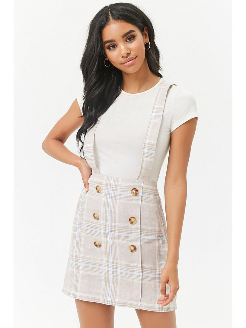 Double breasted lace up mini suspender skirt Clearance