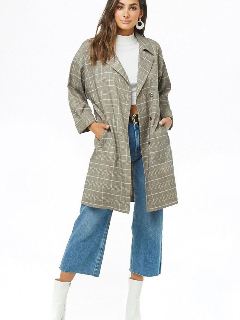 longline plaid coat