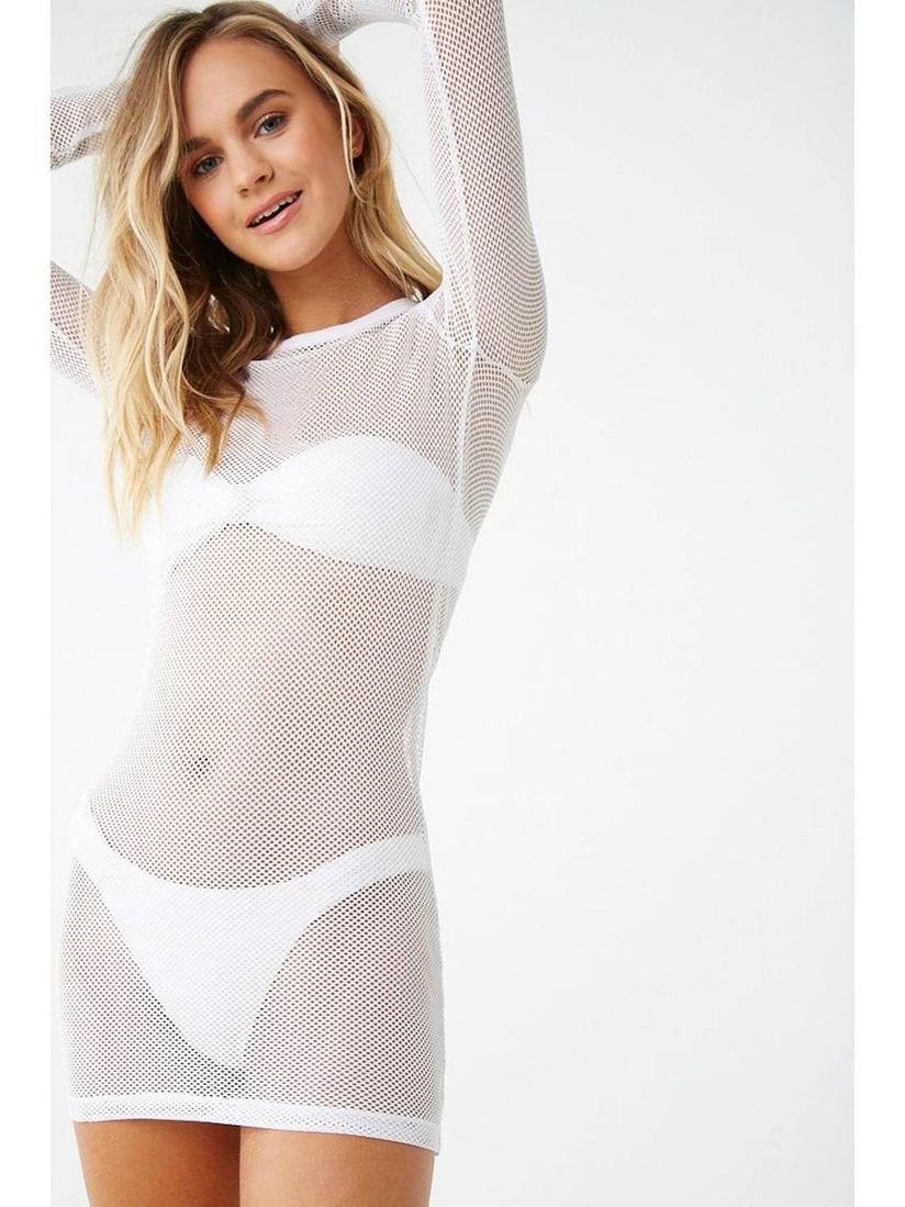 white mesh swim cover up