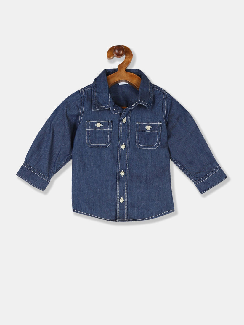 Gap Shirts Buy Gap Baby Blue Chambray Long Sleeve Shirt Online Nykaa Fashion