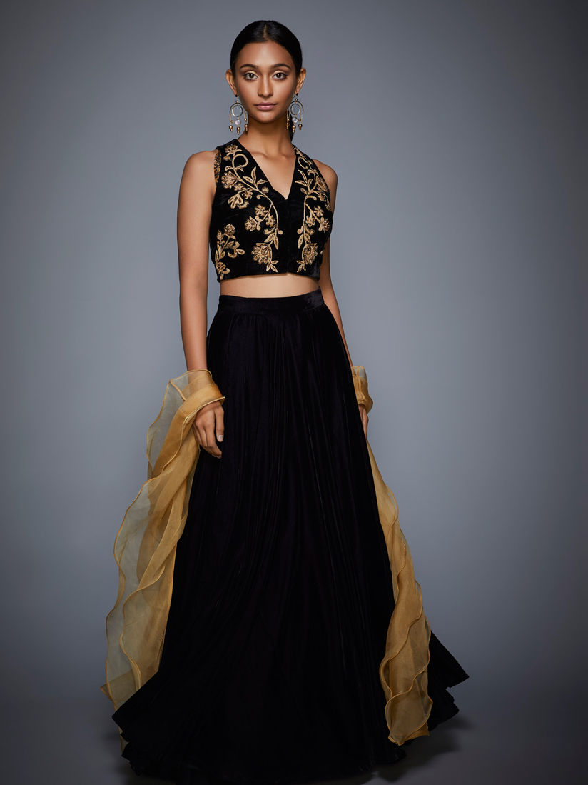 Ri Ritu Kumar Lehengas Buy Ri Ritu Kumar V Neck Sleeveless Lehenga With Blouse And Ruffle Dupatta Set Of 3 Online Nykaa Fashion Multicolor color lehenga in banarasi silk, silk fabric with embroidered, sequence, thread, weaving work. ri ritu kumar v neck sleeveless lehenga with blouse and ruffle dupatta set of 3