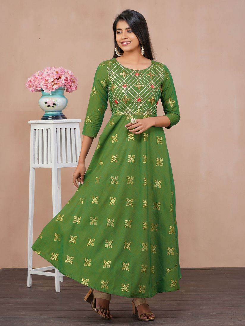 green cotton maxi dress