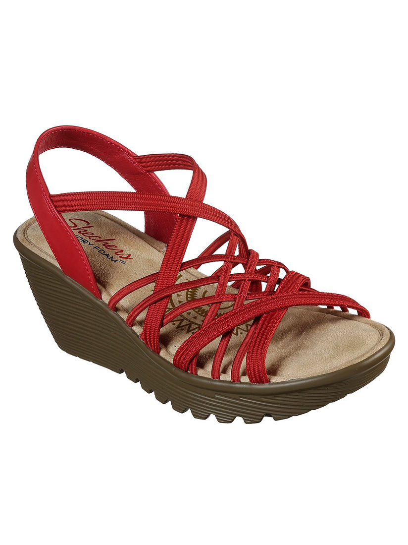 skechers sandals red