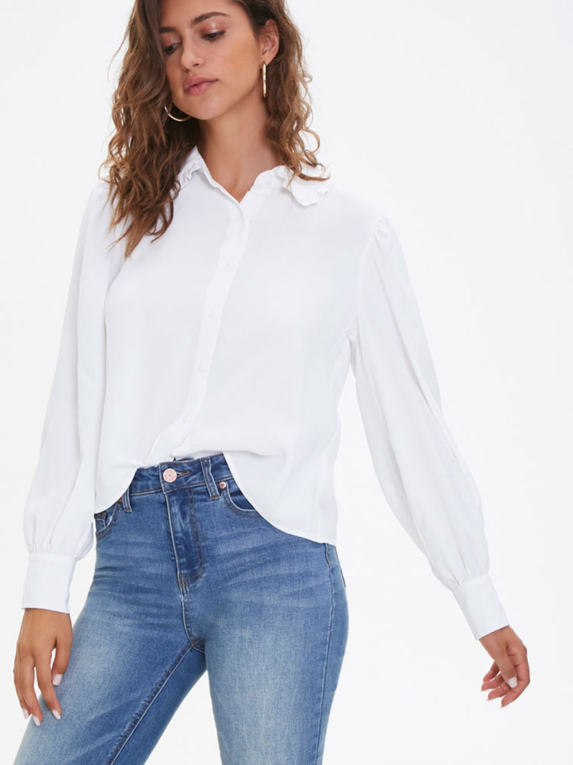 white ruffle shirt forever 21
