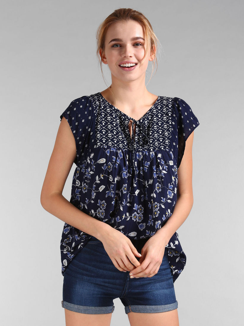 navy smock top