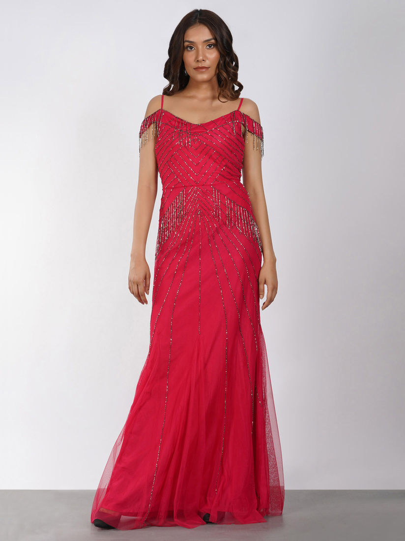 cherry colour gown