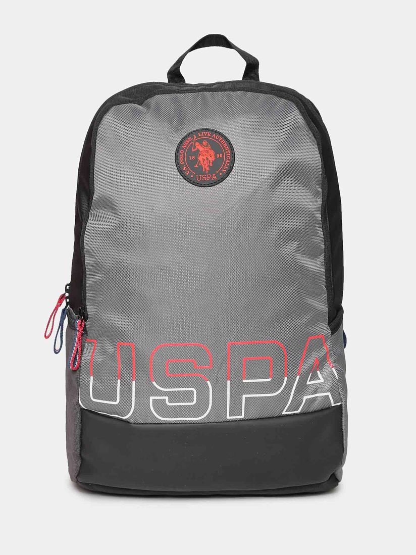 u s polo assn u s polo assn grey colour block laptop backpack