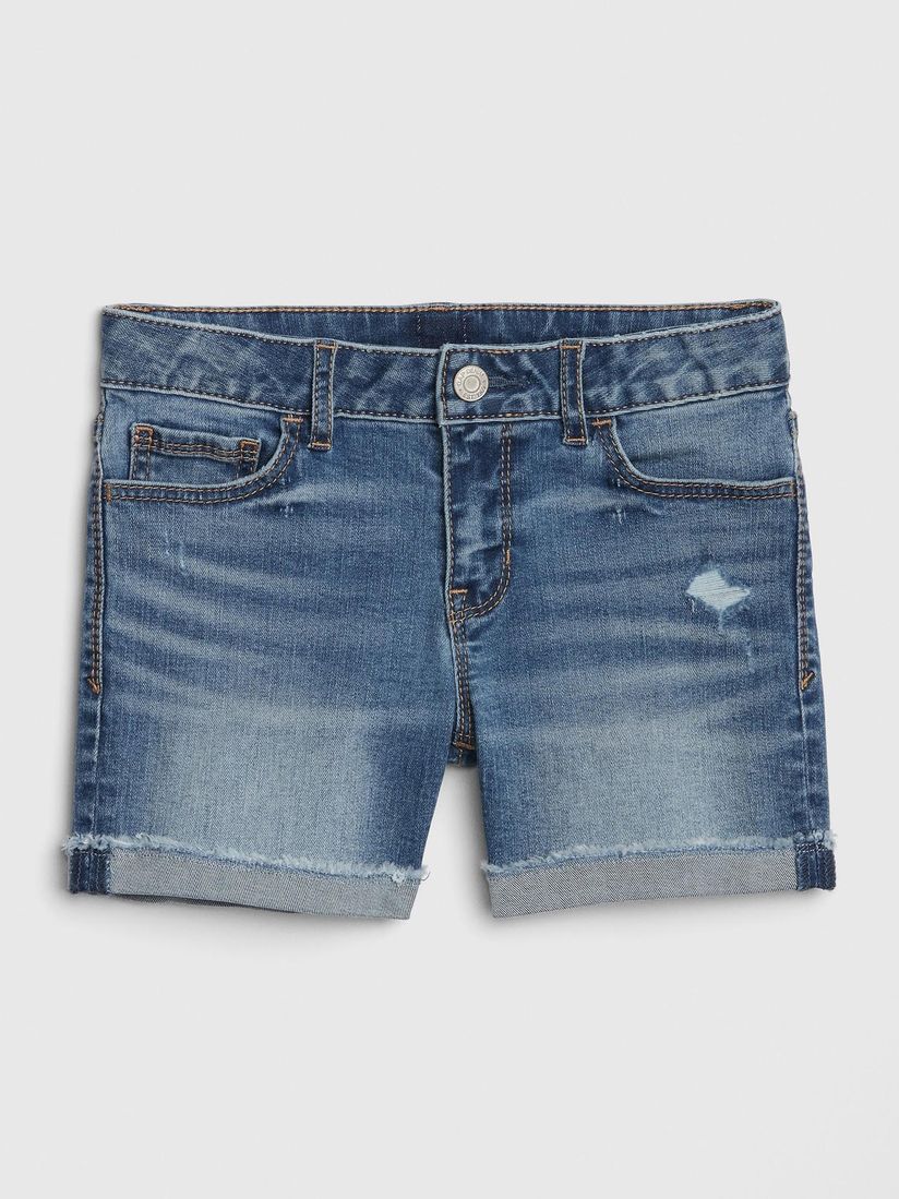 distressed midi shorts