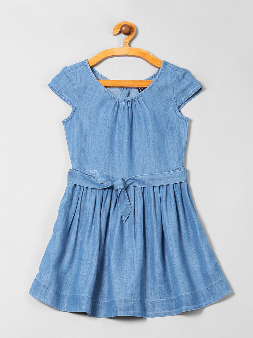 denim dress with tie belt